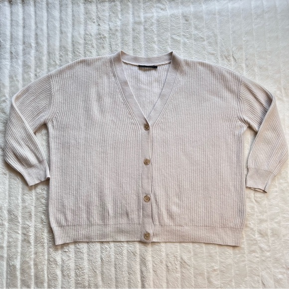 JENNI KAYNE Ivory oversized ribbed knit cashmere cocoon cardigan - Picture 5 of 11